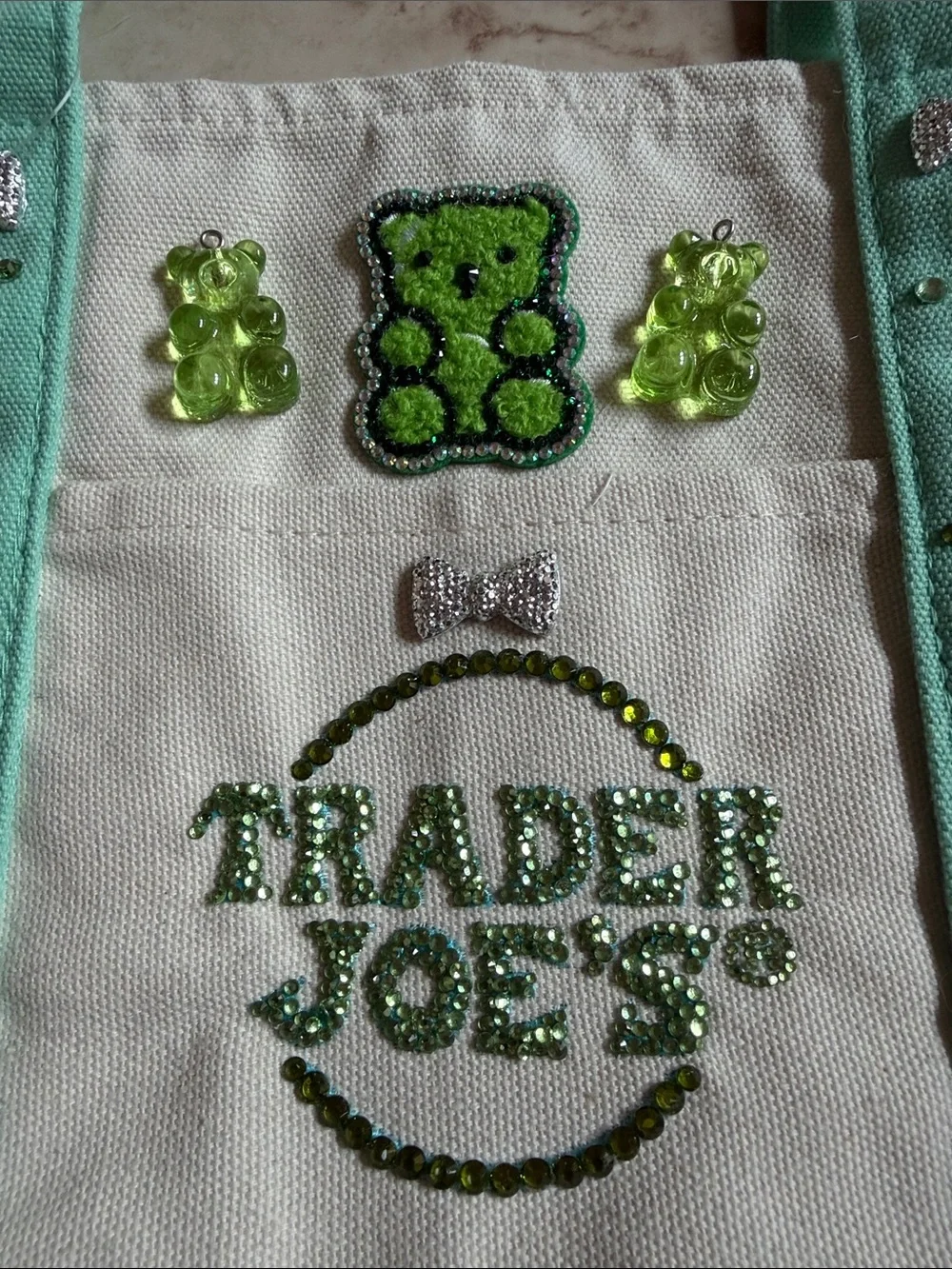 Custom Trader Joe’s mini pastel mint tote